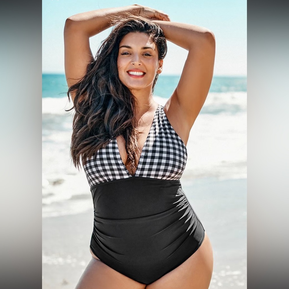CUPSHE WOMEN’S MEDIUM GINGHAM ONE PIECE SWIM SUIT NEW #6